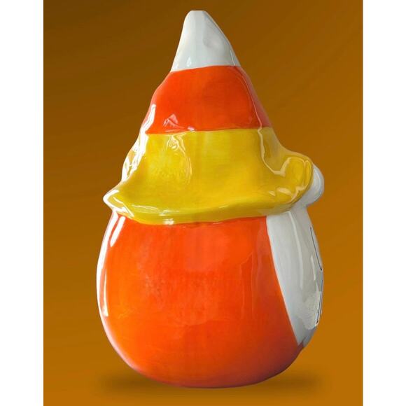 Candy Coma Gnome Halloween Candy Corn Figurine Orange White NIB 8” Tall - Picture 6 of 6